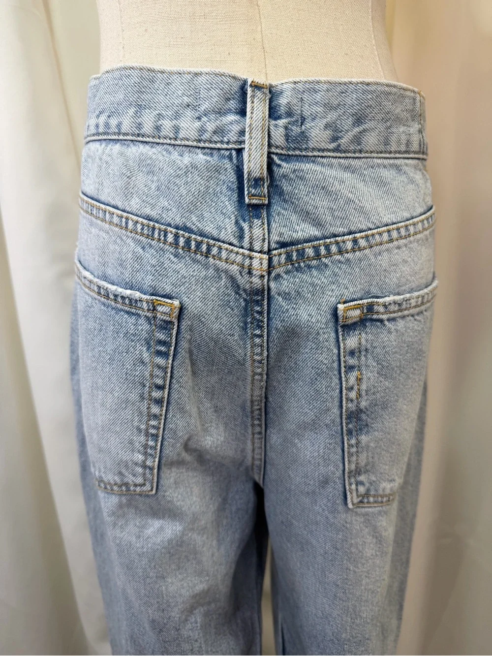 We The Free High Rise Light Blue Distressed Wide Leg Jeans - Picture 10 of 14